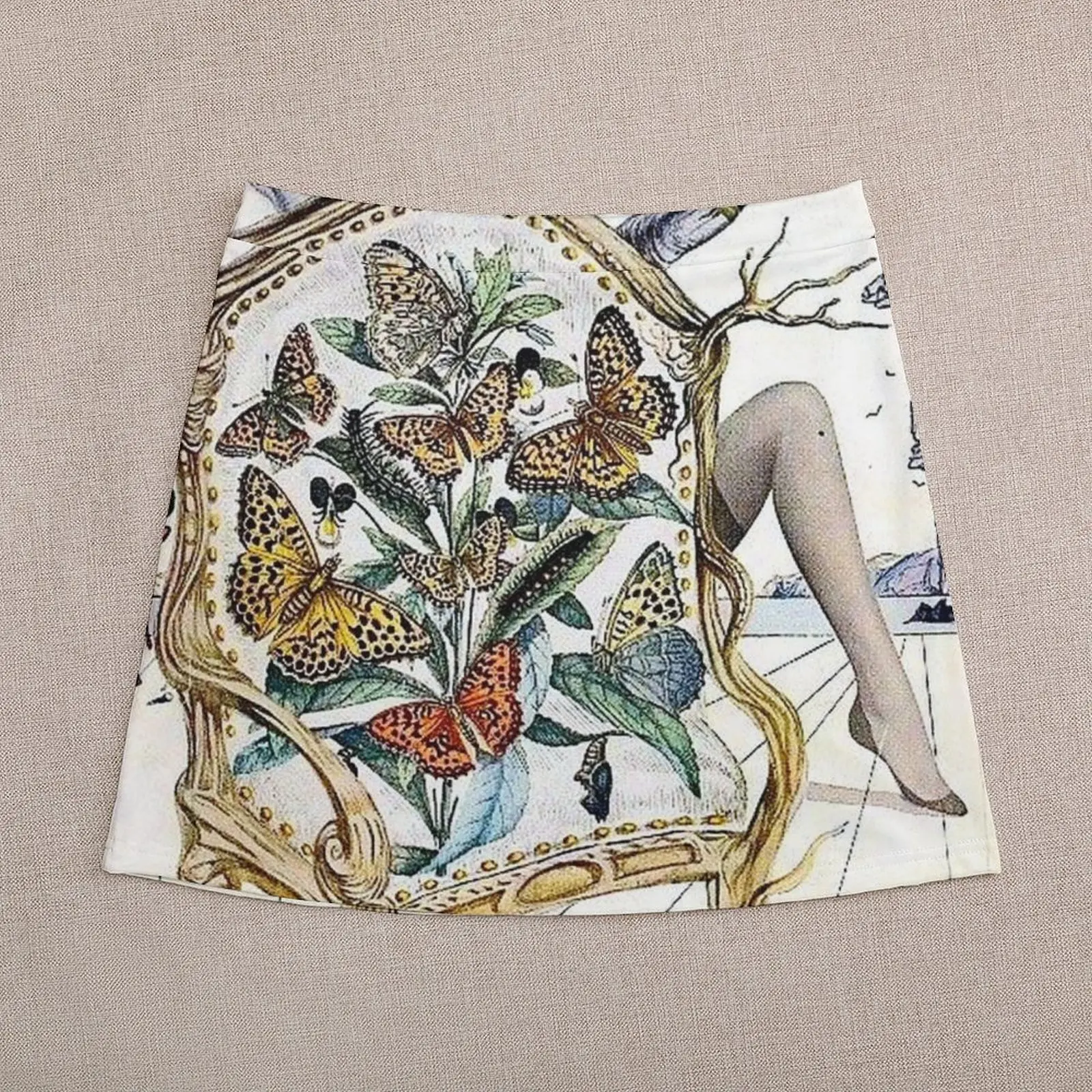 BRYANS NYLONS : Vintage 1940 Abstract Advertising Print Mini Skirt skirts for women 2023 skirts for womens 2023 Skirt pants