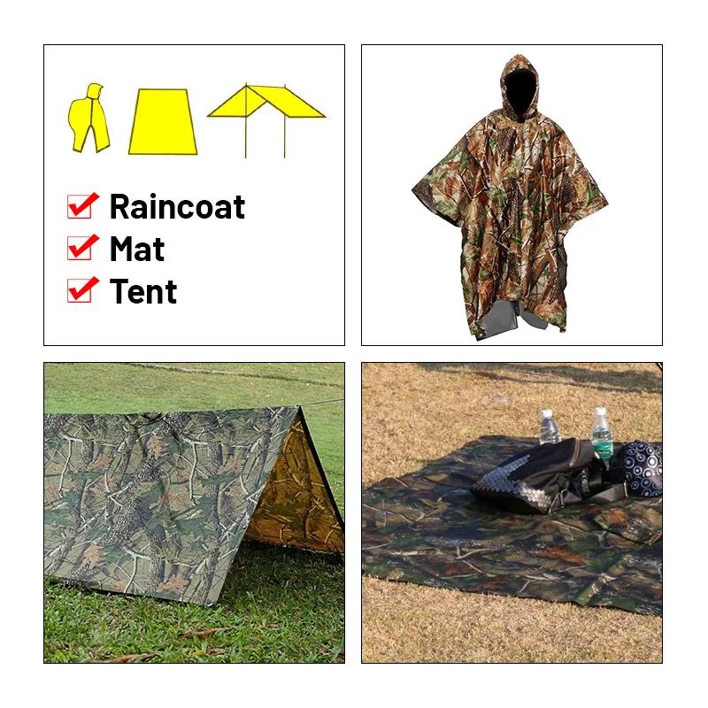 3 in 1 Multifunctional Raincoat Poncho For Outdoor