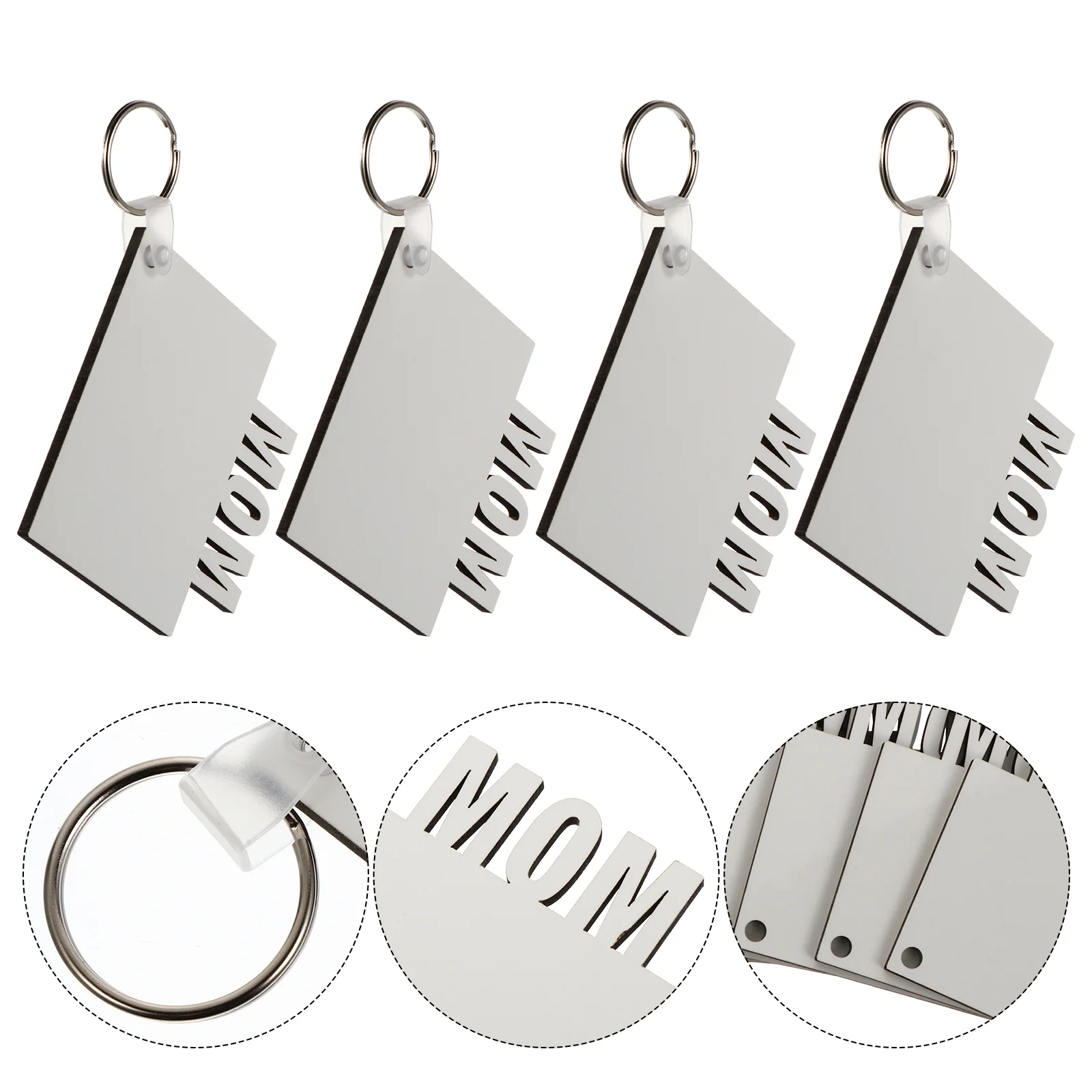 

8Pcs Father Heat Transfer Key Chain Mother's Sublimation Blanks Key Rings Gift