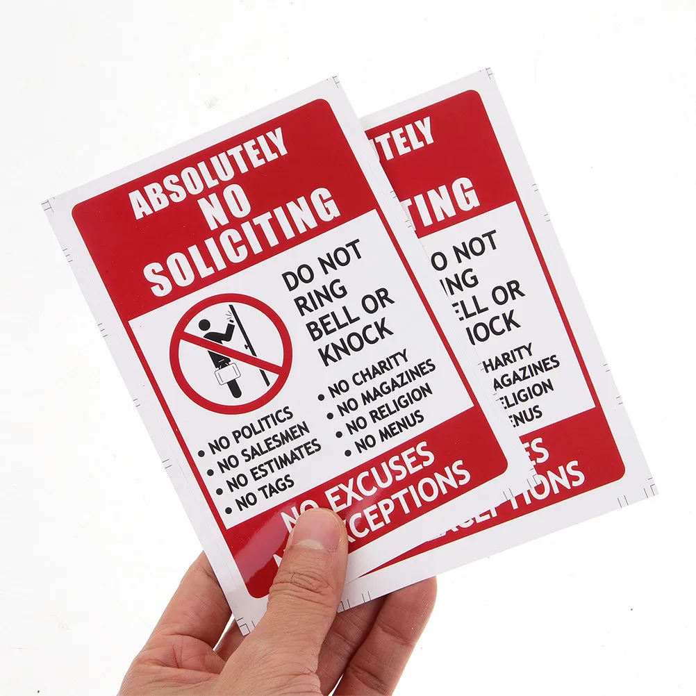 4pcs No Soliciting 스티커 방수 Pvc No Entry Sign 홈 오피스 용 강력한 접착 도어 창 데칼 9.5X14Cm