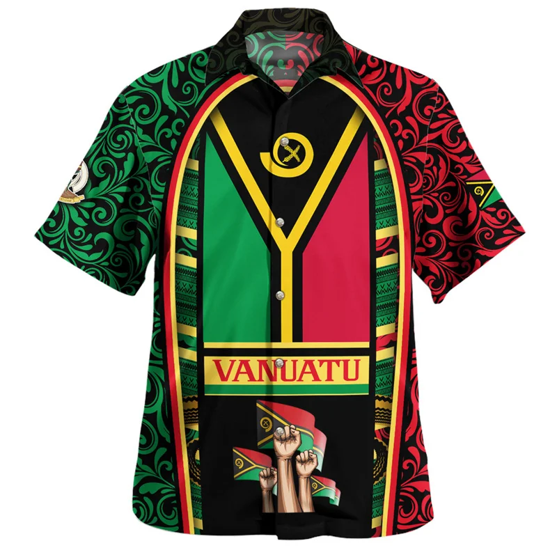 

Summer Harajuku 3D Printing The Republic Of Vanuatu National Flag Shirts Men Vanuatu Emblem Graphic Short Shirts Fashion Blouses