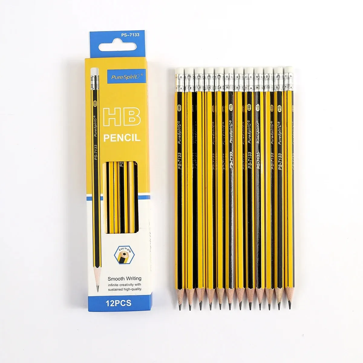 12-Pack Pre-Sharpened HB Woodcased Pencils with Erasers