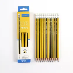 12-Pack Pre-Sharpened HB Woodcased Pencils with Erasers (PS-7133)