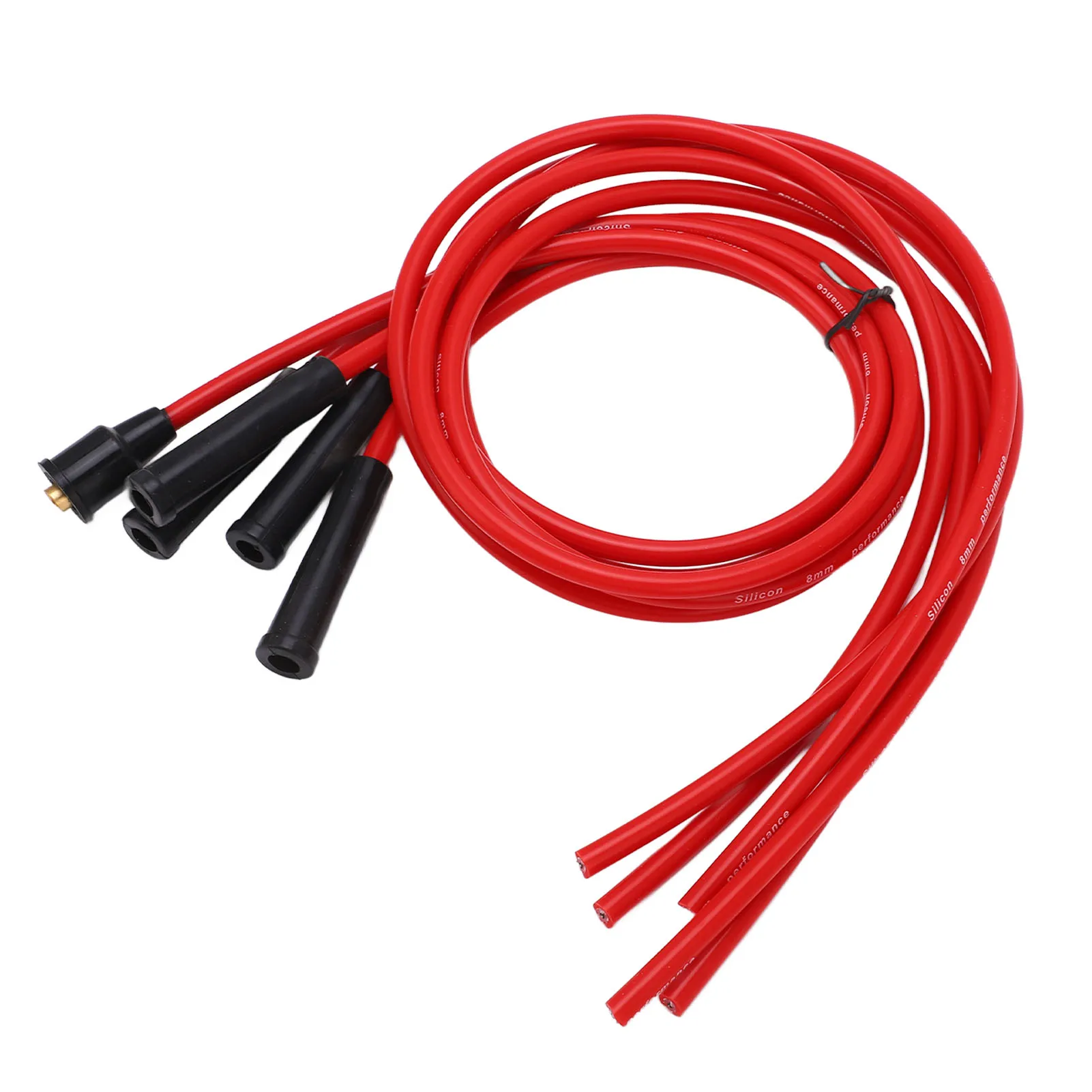 Spark Plug Ignition Wire Set Red High Performance Silicone 1m Car Ignition Wire for 4 Cylinder Automobile 8mm Ignition Cable