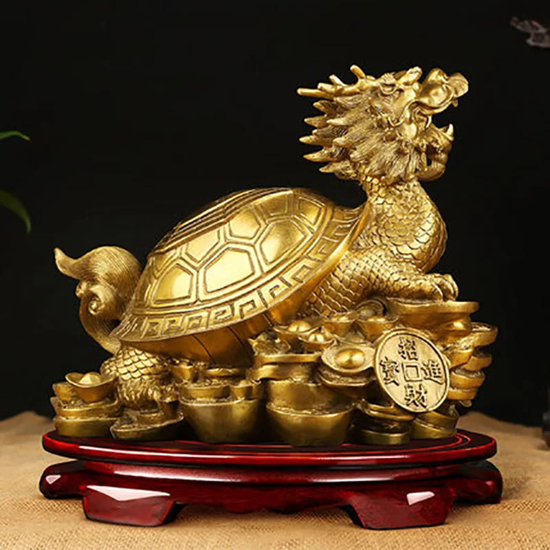 Brass Dragon Turtle Statue, Wealth Prosperity Sculpture, Housewarming, Arrangement Gift, Home Decor, Feng Shui