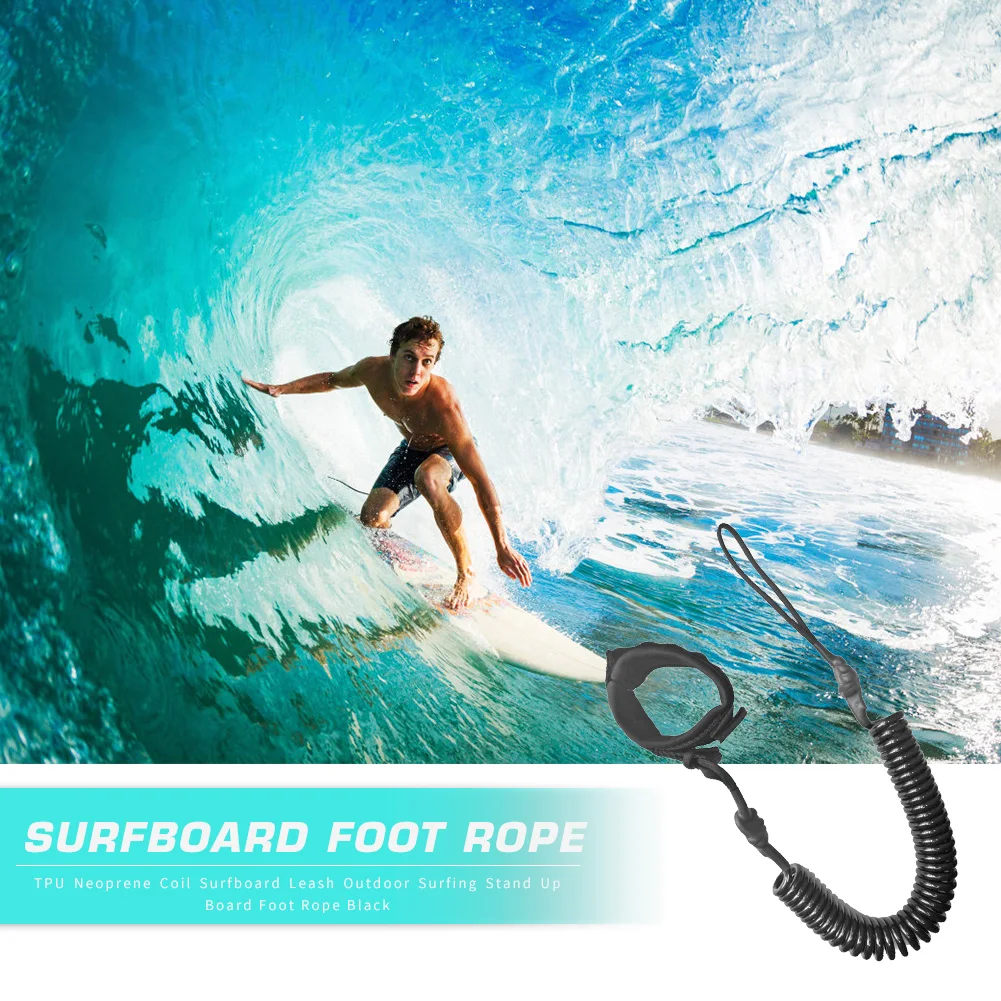 10 Feet Coiled Surfboard Leash Surfing Stand UP Paddle Board Ankle Leash Sup Board Foot Leg Rope Surfboard Raft Kayak Rope surfboard leash