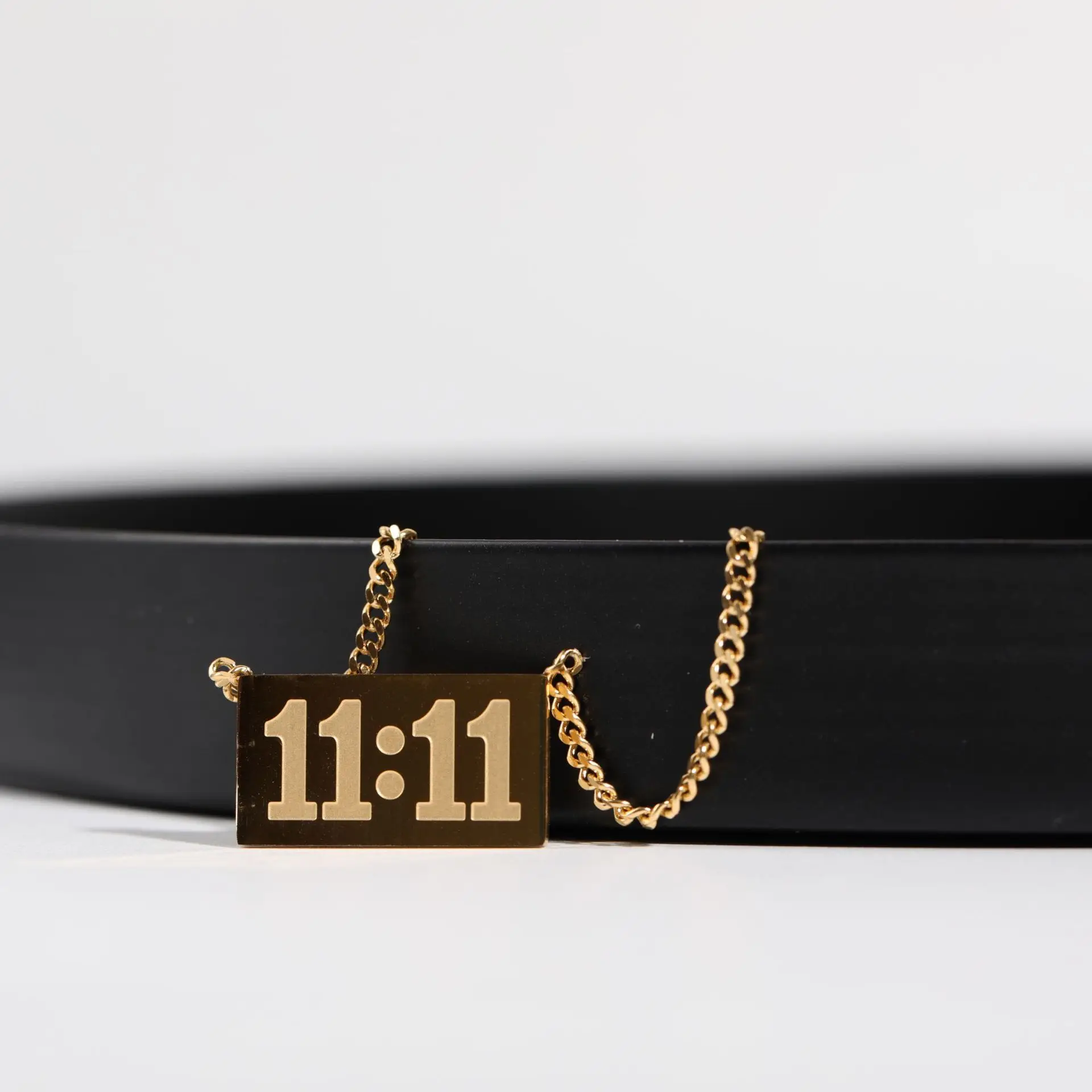 11:11 Rectangle Pendant Necklace Fine Polished Stainless Steel Gold Plated Necklace Meaningful Number Jewelry Gifty For Women