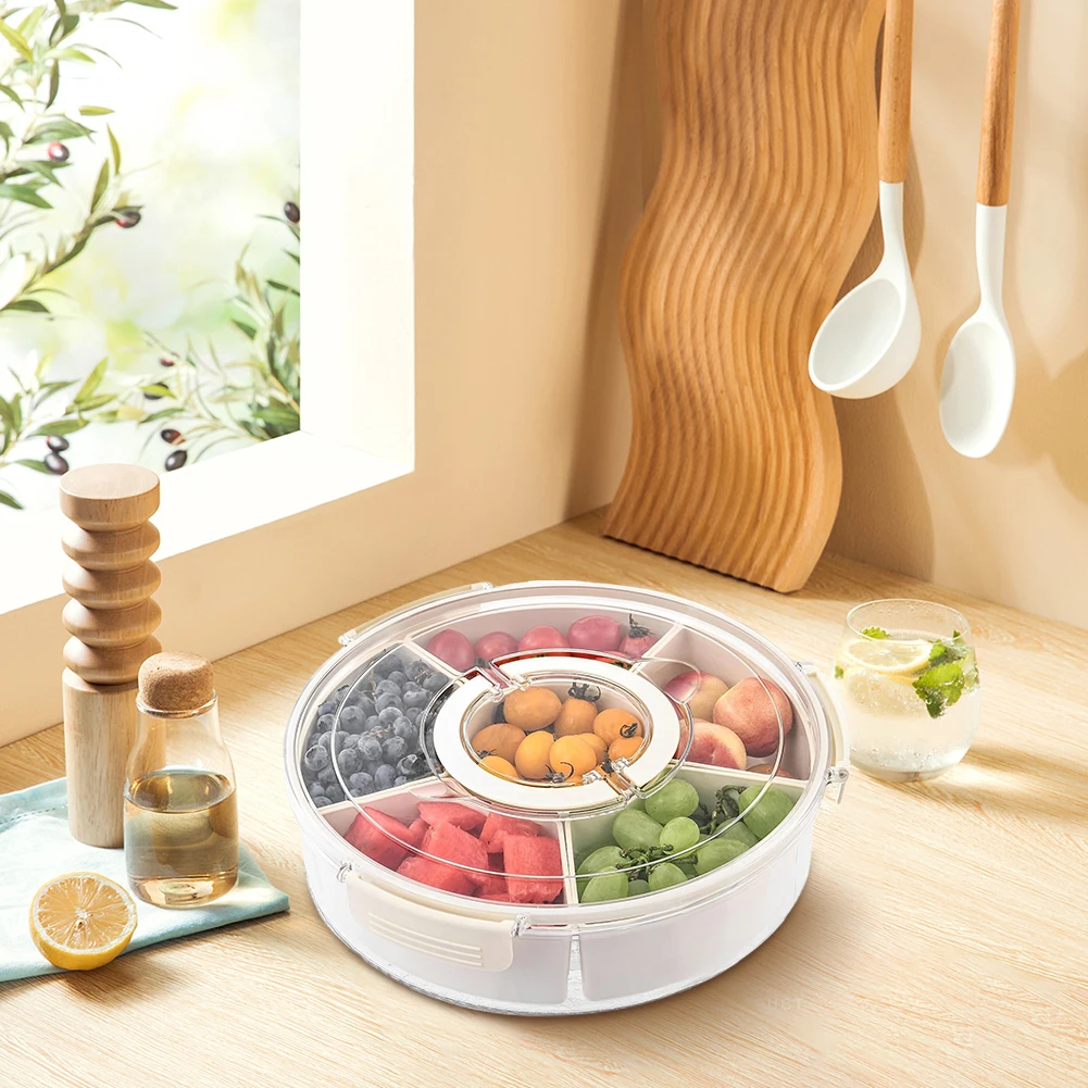Vassoio da portata diviso, contenitore girevole per snack, vassoio per verdure con 5 scomparti vassoio laterale per pentola calda - Scatola girevole per verdure, vassoio per snack per picnic, feste