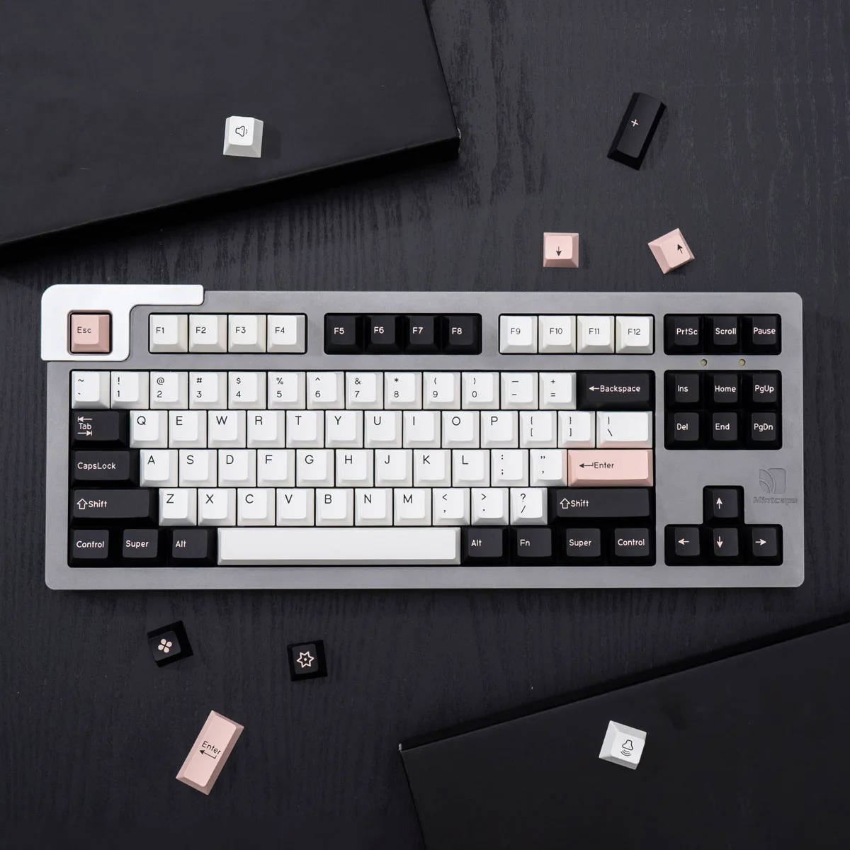 cereja, tiro duplo, personalidade personalizada inglesa, teclas para teclado mecânico 61