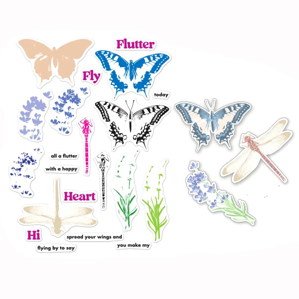 

All Aflutter Clear Stamps and Coordinating Dies Butterflies Silicone Transparent Stamps for DIY Scrapbooking Album Craft 09+X44