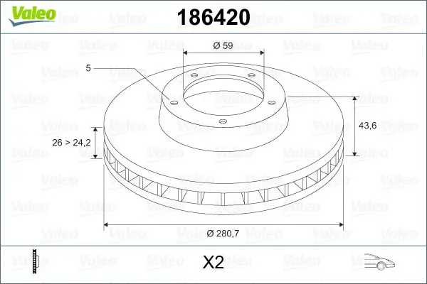 

186589 for ten brake disc mirror JUMPY EXPERT SCUDO P806 EVASION 1.9td 96 (air cooling)