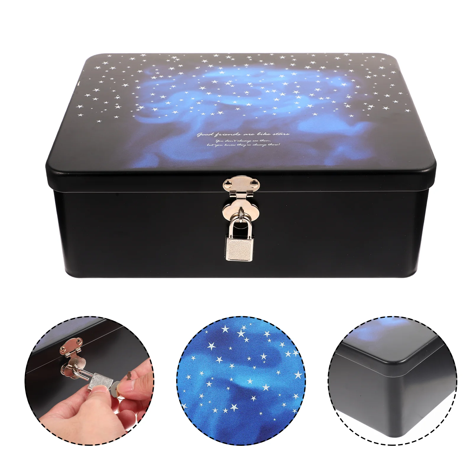 

Tinplate Piggy Bank Storage Box with Lock Gift Boxes for Jewellery Vintage Case