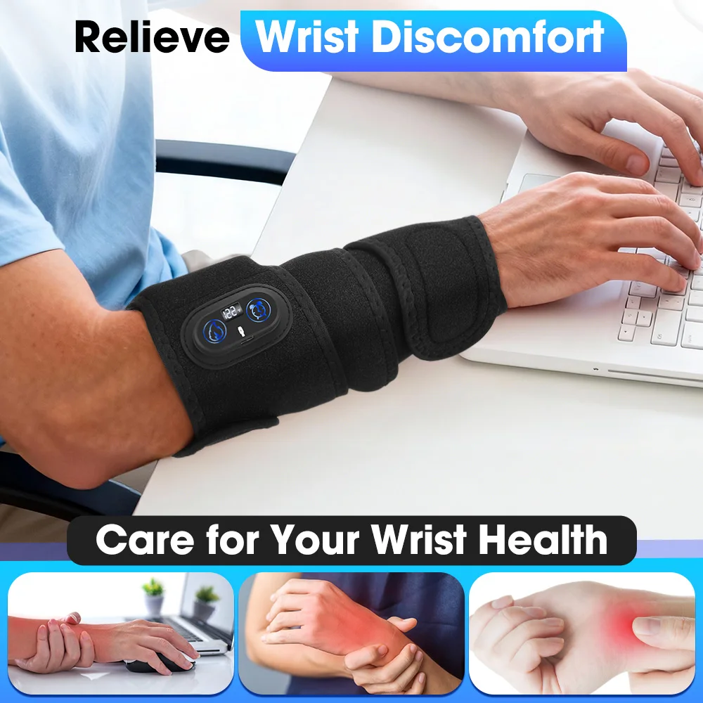 Electric Heating Wristband Smart Timer Wrist Protector 3 Levels Heated Massage Wrap For Carpal Tunnel Tendonitis Wrist Brace