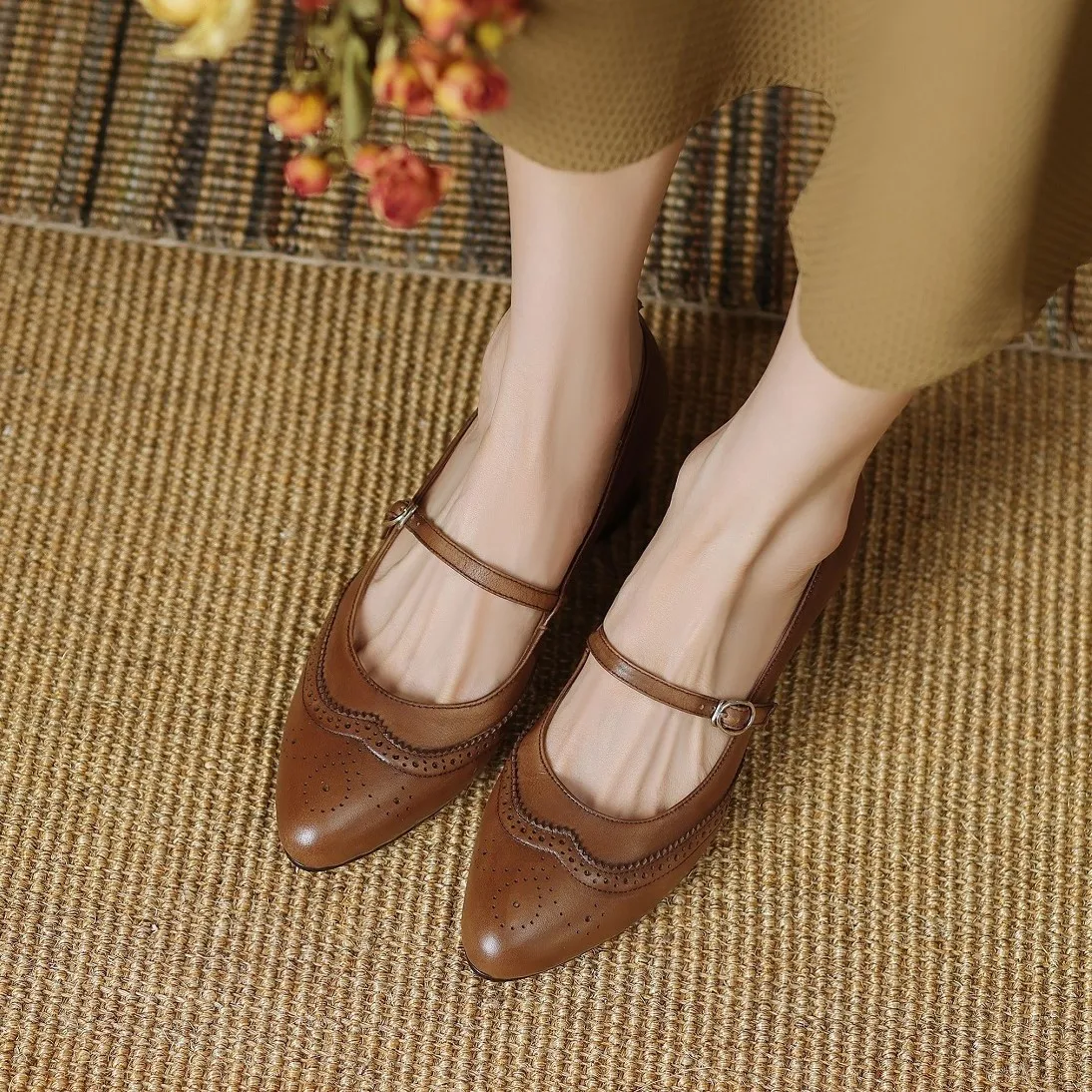 

Туфли женские из воловьей кожи, на каблуке 4,5 см, на среднем толстом каблуке