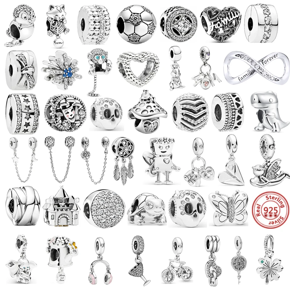 Infinite Shine Sweet Family Beads Fit Pandora Original Charms Bracelets Pendant Trinket Jewelry Women DIY Making 925 Silver Gift ahthen 925 sterling silver beads seeds of elegance clip charms fit original pandora bracelets for women jewelry making gift