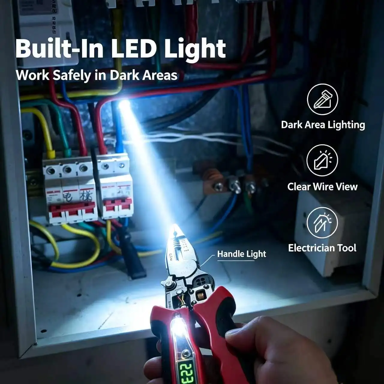 Enhanced Electrician's Multi-Tool: Adjustable Wire Stripper, Crimper & Voltage Tester