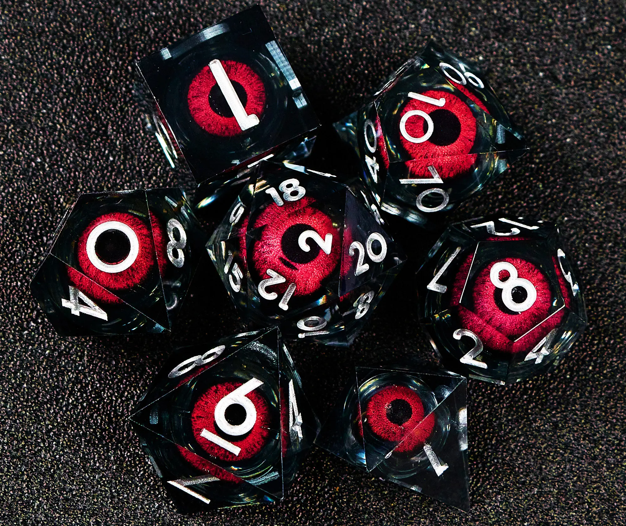 

Игральные кости D & D с жидкостным потоком для глаз и кольца с острыми краями D и D подземелье и дракона для ролевых игр