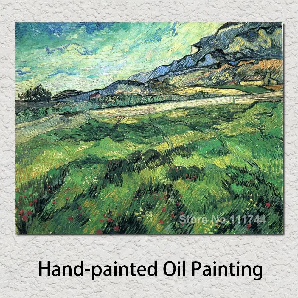 

Wall Art The Green Wheatfield Behind The Asylum by Vincent Van Gogh Paintings on Canvas Handmade High Quality