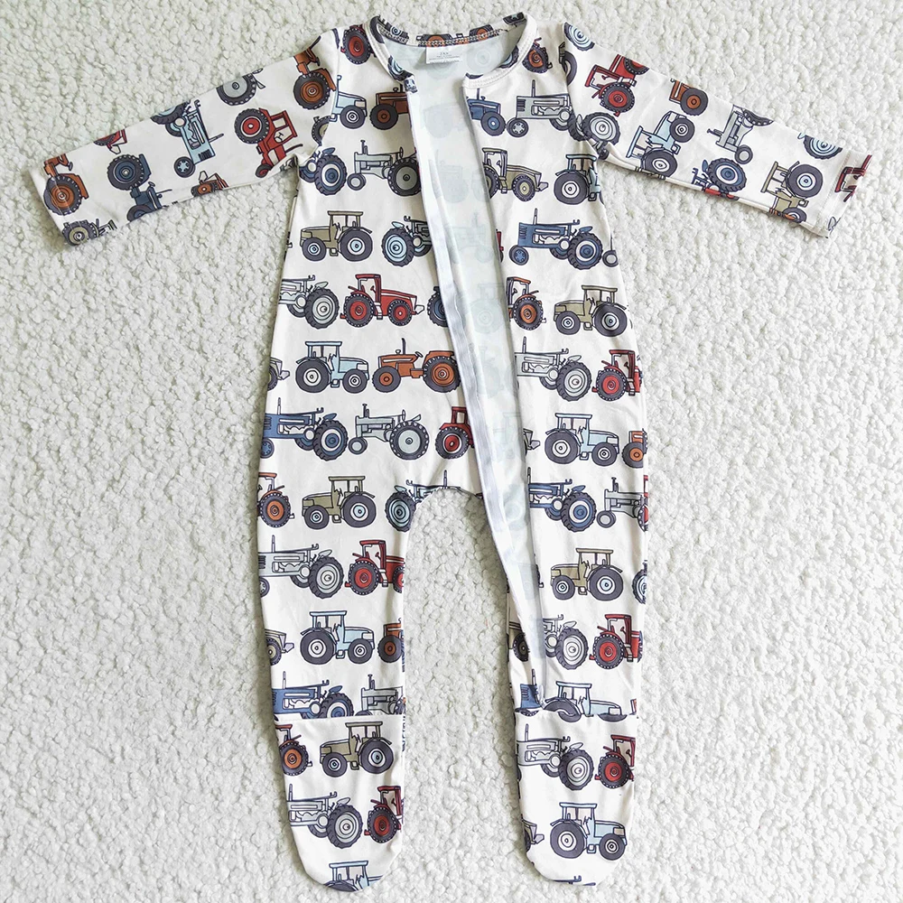 Hot Sale Infant Baby Footie Rompers Fall Unisex Romper Farm Boutique Zipper Design Toddlers Girls Rompers Jumpsuit New