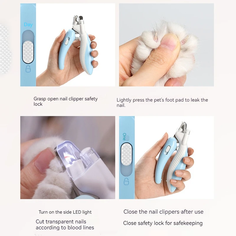 Pet Nail Clipper Pet Nail Scissors Professional Dog Nail Clippers With Led Light Pet Nail Clippers for Cats Dogs Splash-Proof Pet Cat Claw Scissors Dog Cutter