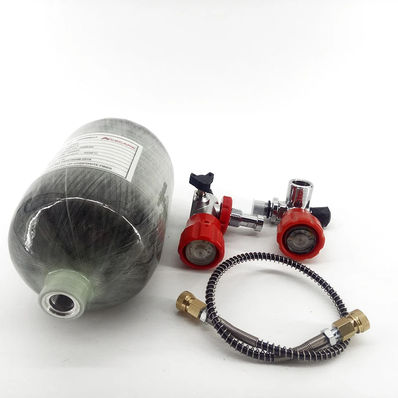 Acecare 2L Ce Carbon Fiber Tank Met Klep Vullen Station 4500Psi Gecomprimeerde Hoge Druk Cilinder 30Mpa Duiken Tank