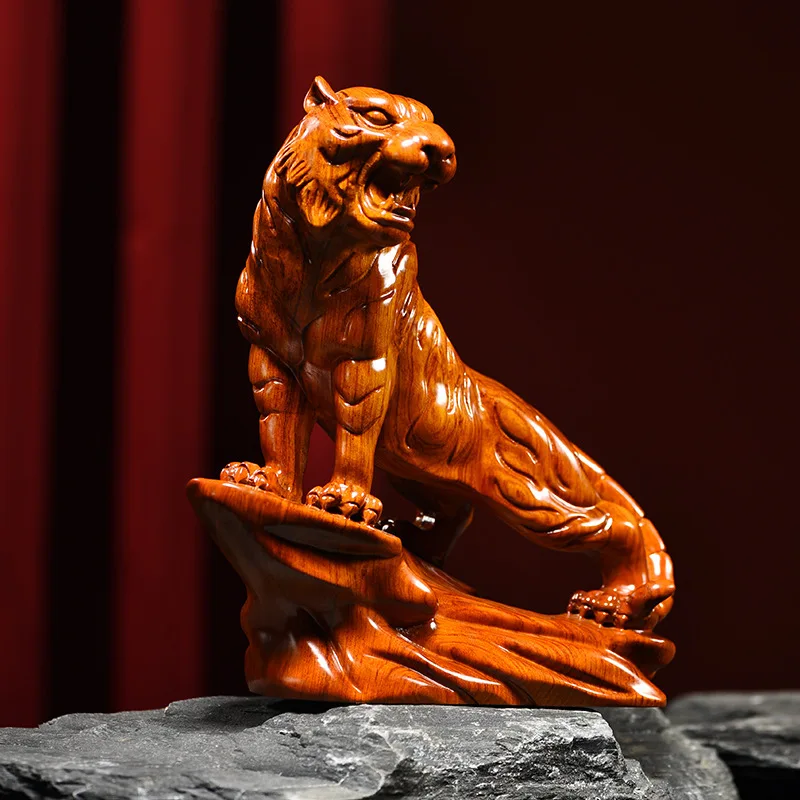 

Factory Direct Sales Rosewood Wood Carving Tiger Xiao Mountain River Solid Wood Zodiac Tiger Ornaments Chinese Household Ornamen