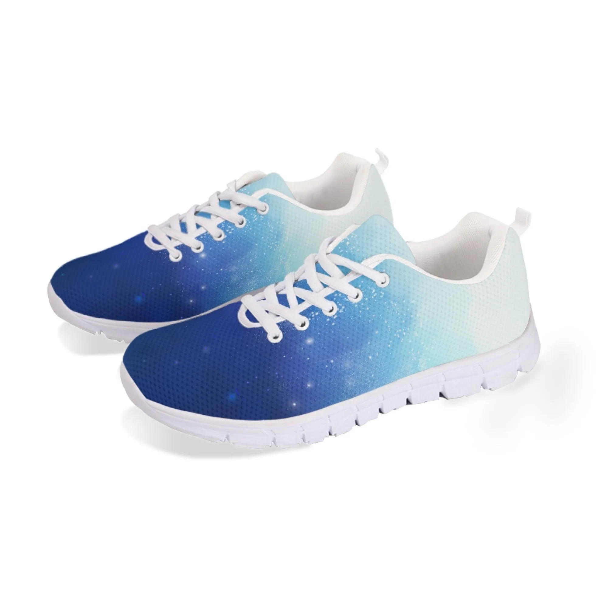 Yikeluo 2022 Blue Galaxy Gradient Print Mesh Breathable Sneakers Lace up Running Shoes Light  Flat Shoes for Men Zapatos 2022