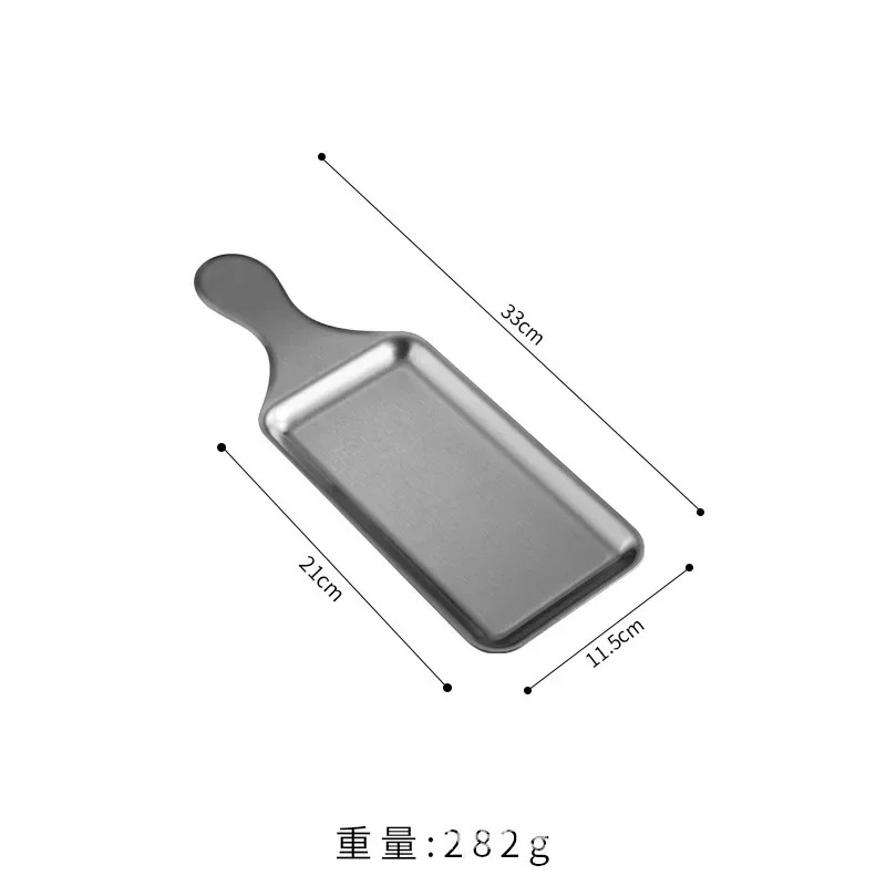 SStainless steel rectangular plate, western-style steak plate, golden flat-bottomed barbecue plate, tray snack