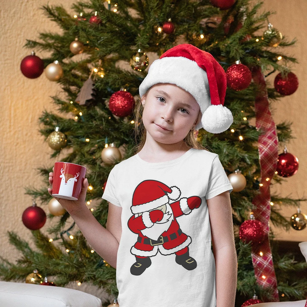 

Deer Print Kids Christmas T-shirt Child Clothes Tops Boy Girl Shirt Xmas Party Outfits Sibling Matching T Shirt Festival Present