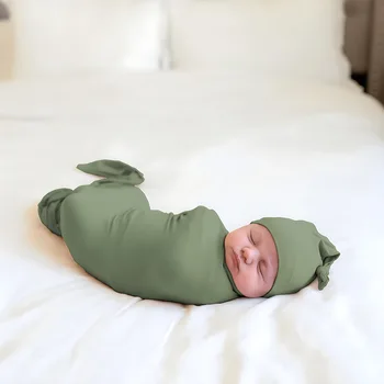 Set fasciatoio per bebè con cappello abbinato: poliestere morbido, design antitremor per neonati, perfetto per il bagno e il sonno