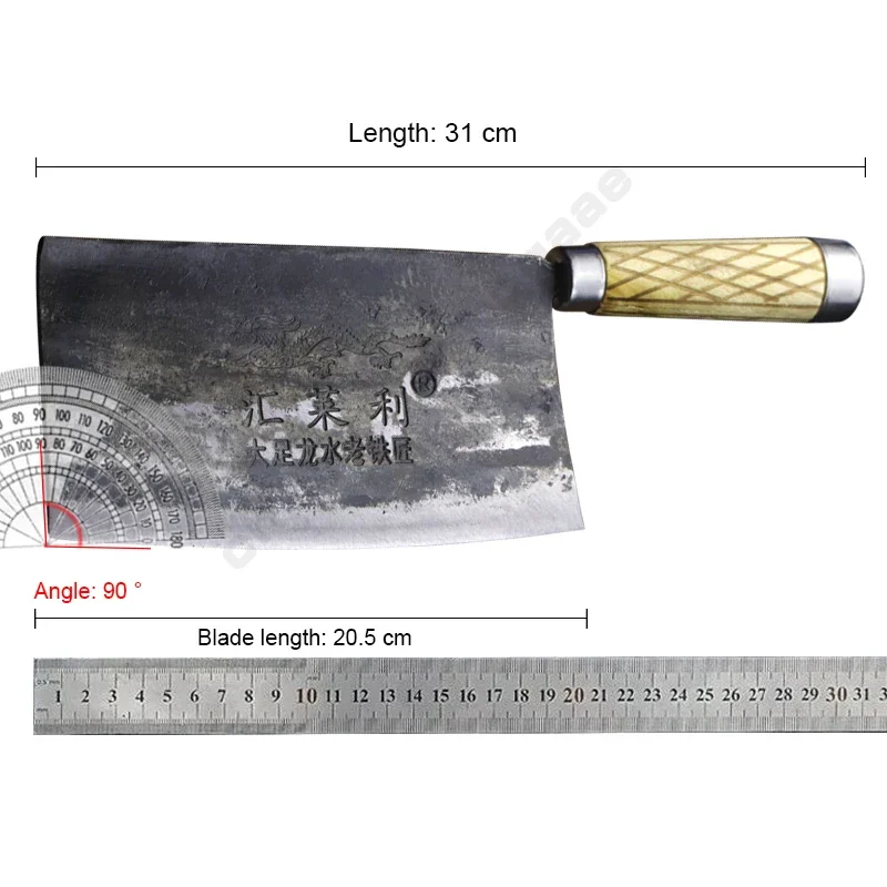 hand forged large boning knife with steel blade Old-fashioned chef's commercial chopping knife for long lasting sharpness 8