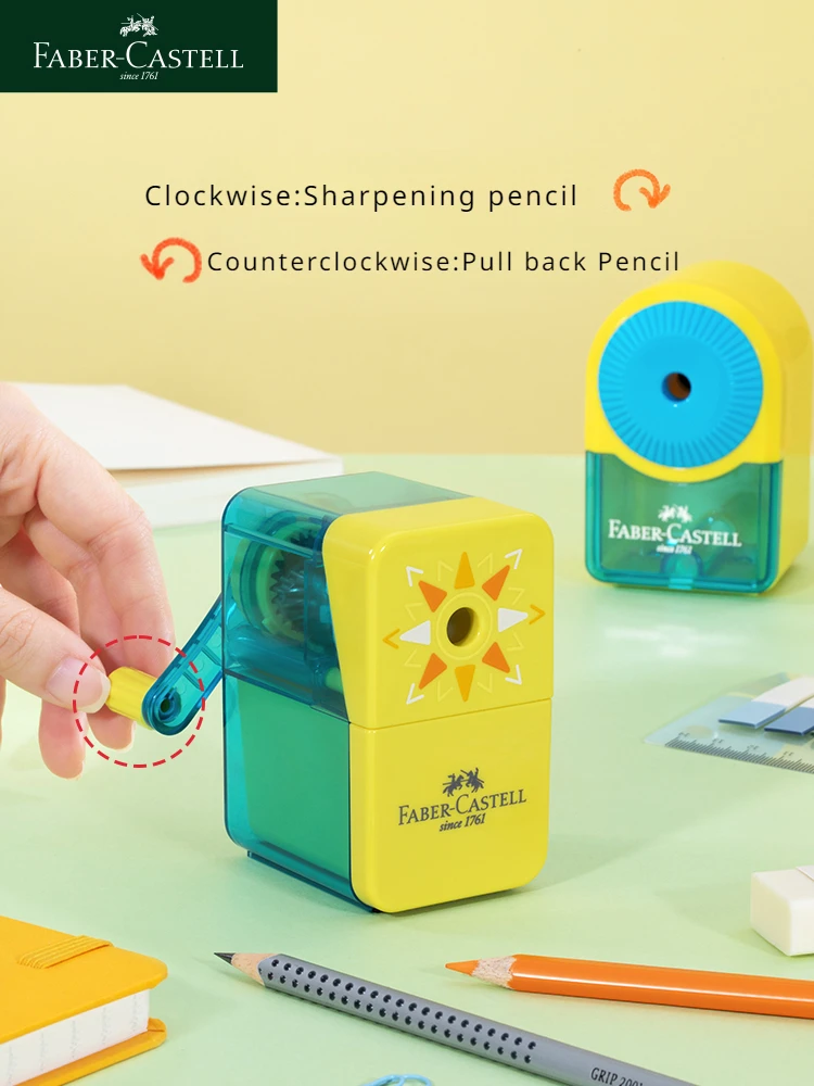 FABER-CASTELL 수동 핸드 크랭크 펜슬 샤프너, 캔디 컬러, 어린이, 예술가, 학생 및 사무실용, 직경 8mm