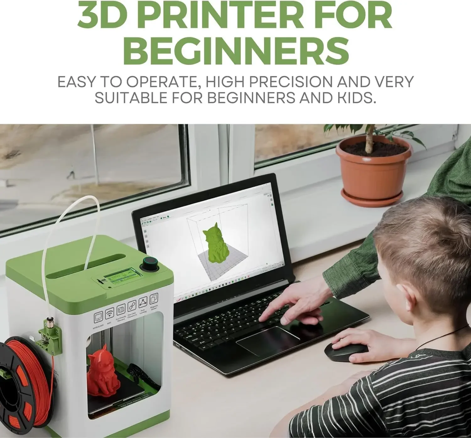 Fully Assembled Mini 3D Printer for Kids and Beginners - Complete Starter Kit with Auto Leveling 3D Printing Machine 4