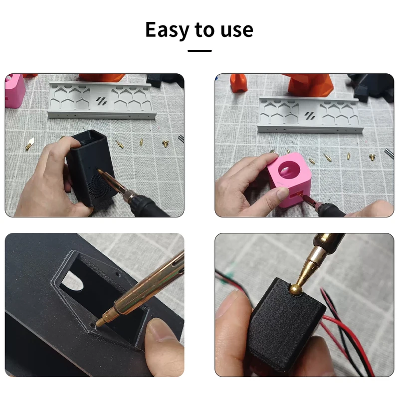 Toaiot Heat Insert Nut Iron Tip Hot Melt Heat Set Insert Tool Soldering Iron Tip 3D Printing Modify Finishing Brass Thread Embed
