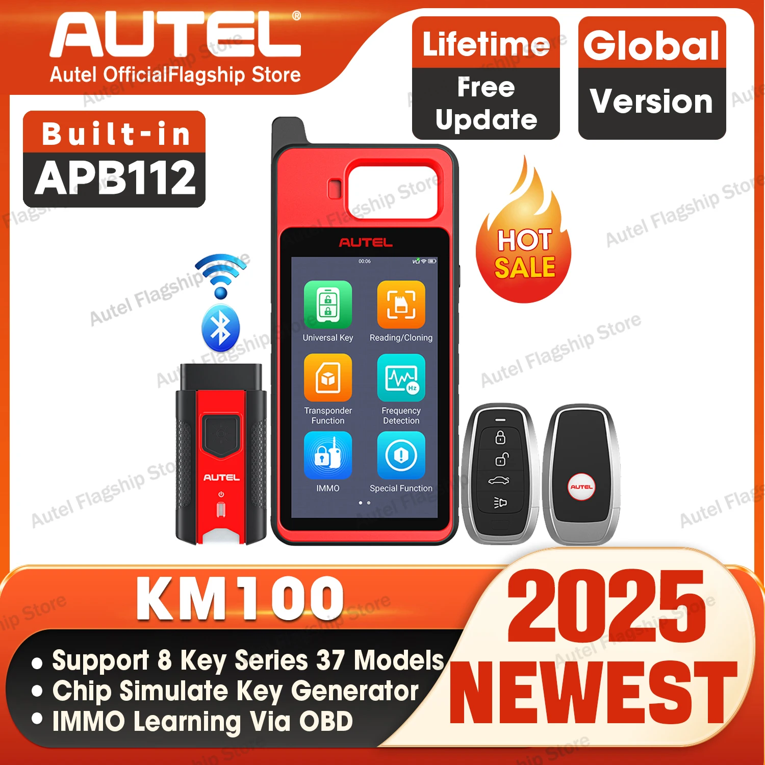 Autel KM100 Key Programmer V200 Universal Key Generator Free Update Lifetime PK IM508 IM608 IMMO