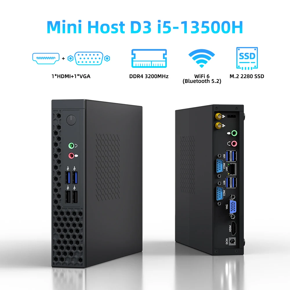 ZXIPC Mini PC Intel i5-13500H AMD R5-6600H DDR5 AMD R7 5800H Dual Display 4K HD DDR5 NVMe WIFI6 Mini Business Desktop Gaming Com