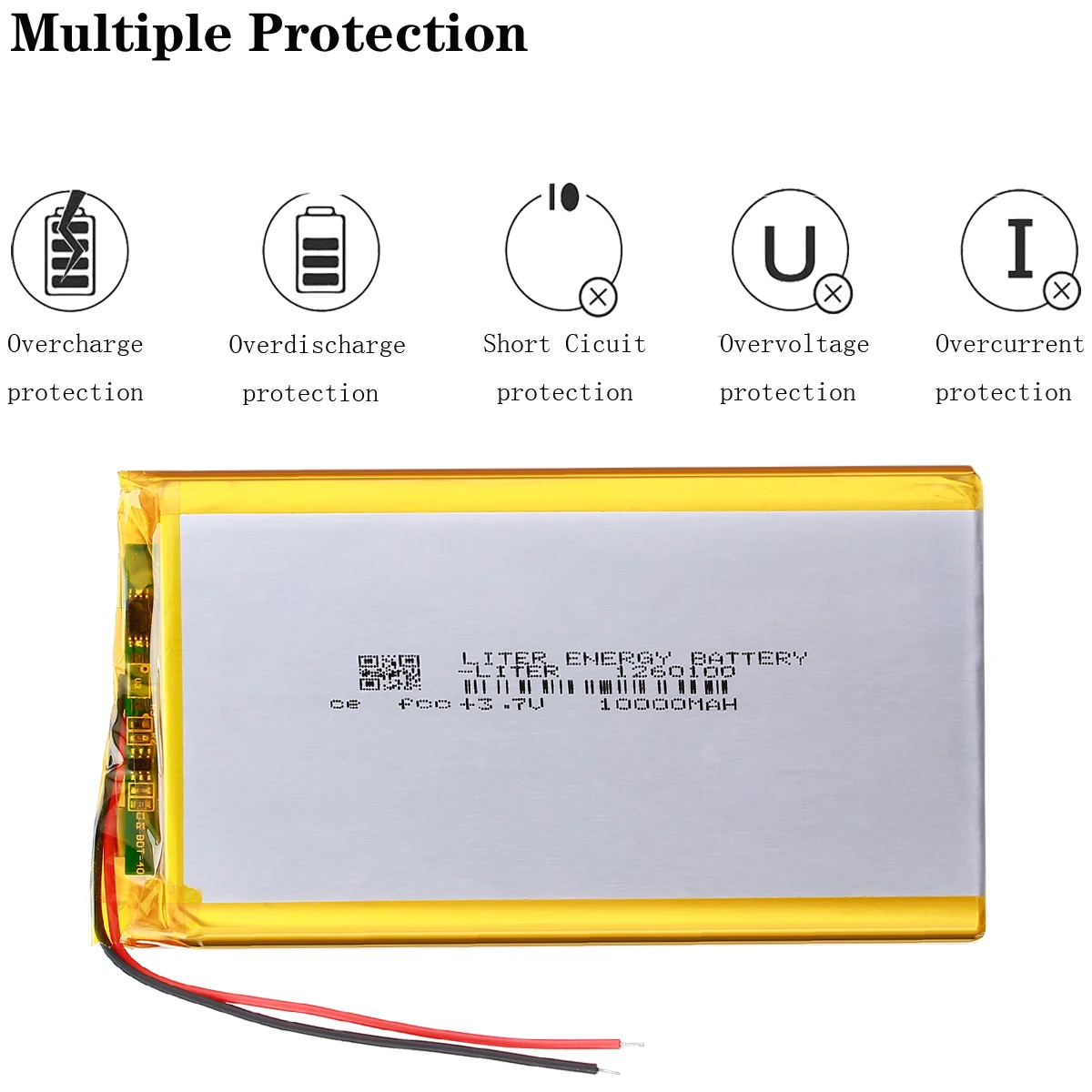 Lithium Ion Battery, 1/2/5pcs/lot, 3.7V, 10000mAH, Polymer, for TOY, POWER BANK, GPS