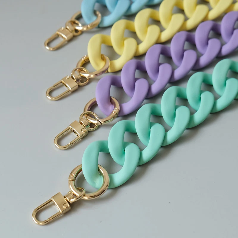 Neue Mode Frau Handtasche Zubehör Kette Matte Candy Lila Blau Harz Kette Matt Strap Frauen Kupplung Schulter Geldbörse Kette – Detail 6