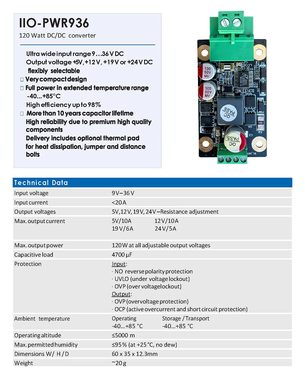 Industrial-grade Wide Voltage Step-up/Step-down High-power Regulated 5V,12V,19V,
