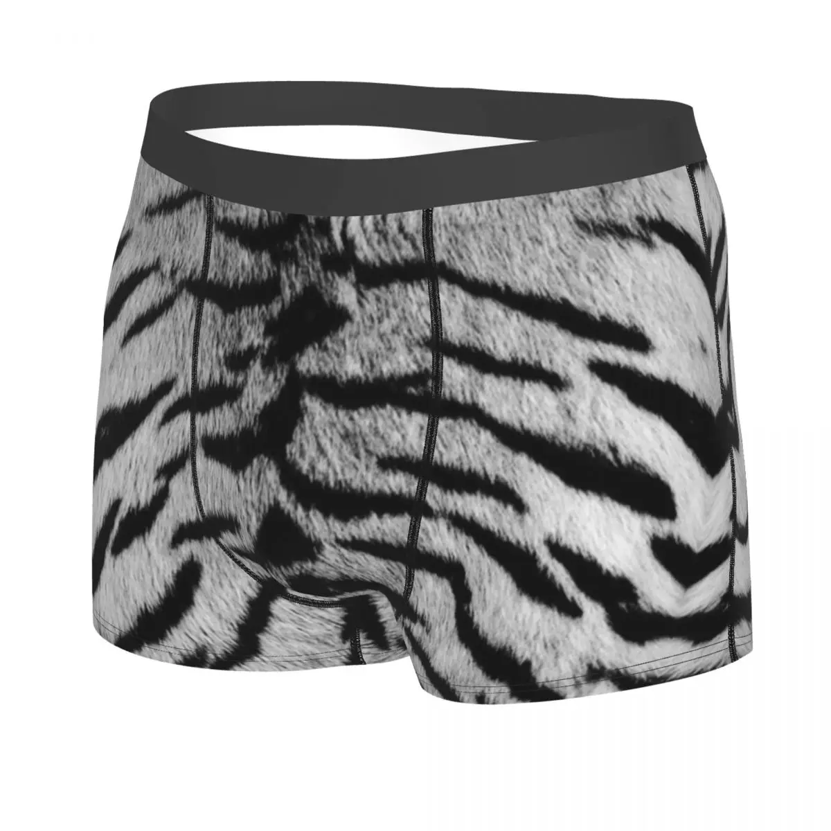 Custom Novelty Gray Tiger Skin Printed Boxers Shorts Panties Male Underpants Stretch Tropical Wild Animal Briefs Underwear 2