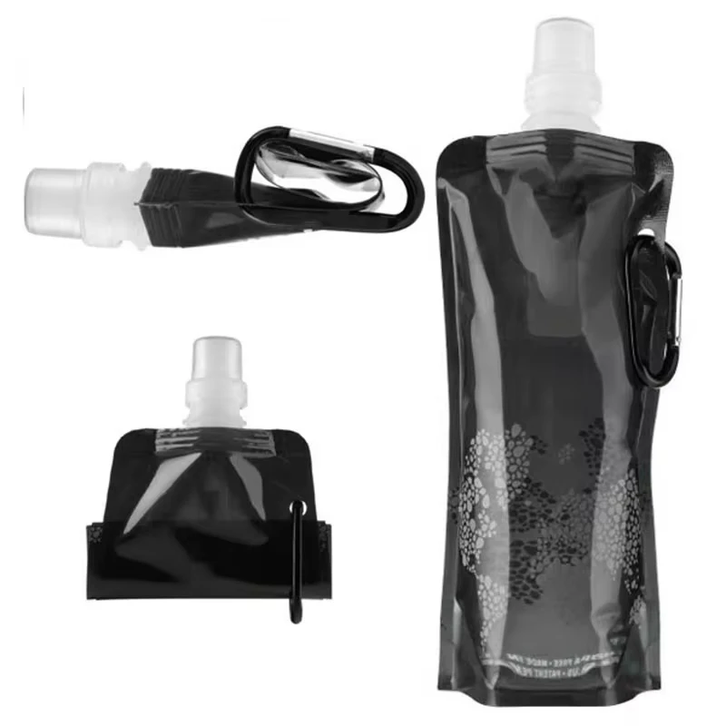 500ML 휴대용 초경량 접이식 실리콘 접이식 물병 물 주머니 야외 스포츠 용품 하이킹 캠핑 소프트 플라스크 가방