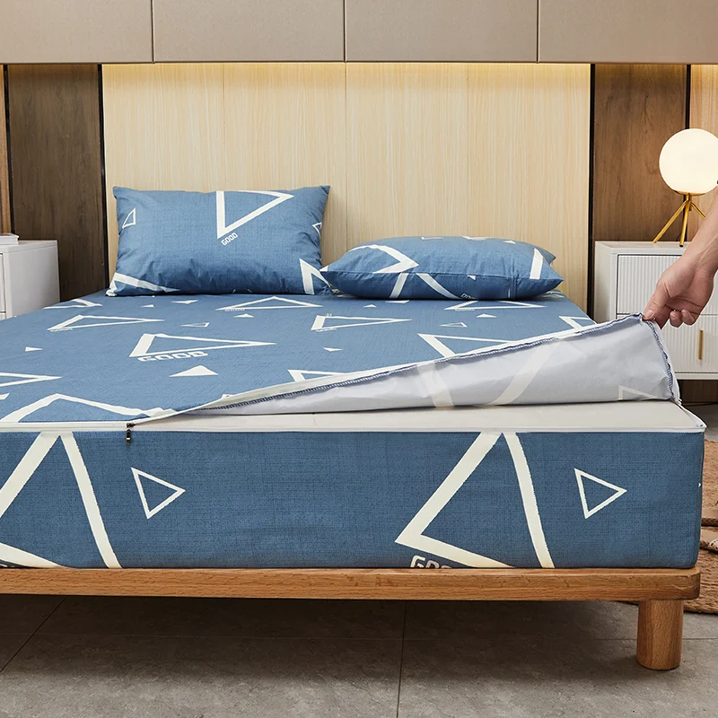Six-Sides All Inclusive Enclosed Waterproof Mattress Cover with Zipper Dust-proof Anti-mite Fitted Sheet Bedspreads Customized