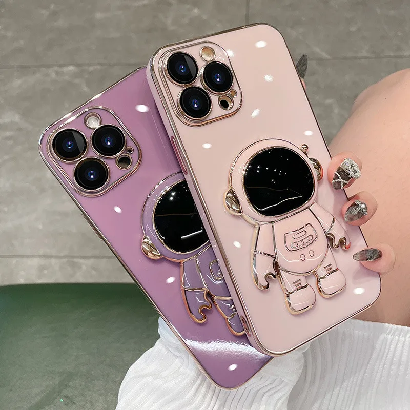 Phone Case On For Huawei nova 8i note 9z pro Plating Astronaut Fold Phone Holder Soft TPU Back Cover mate 20 pro mate10 _voghion.com