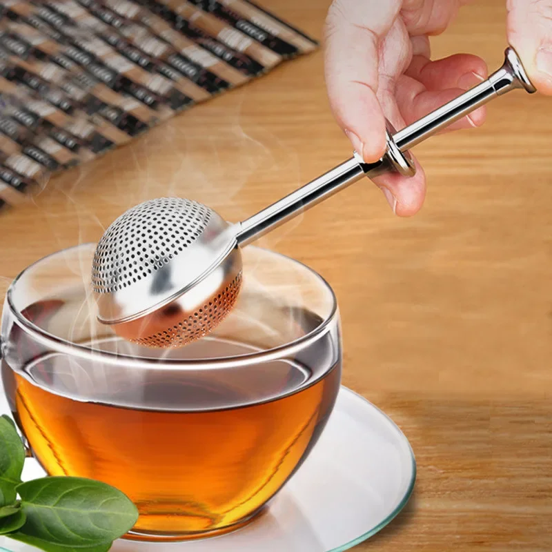 Stainless Steel Telescopic Syringe Tea Ball Weibao Flavoring Ball Tea Drain Press Type Infuser