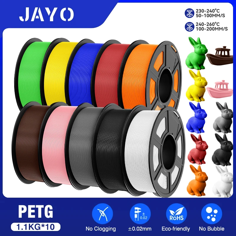 3d Printer Filaments 10Rolls petg Filament 175mm 3d printing no bubbles no drawing smooth multiple colors 1.1kg/1roll