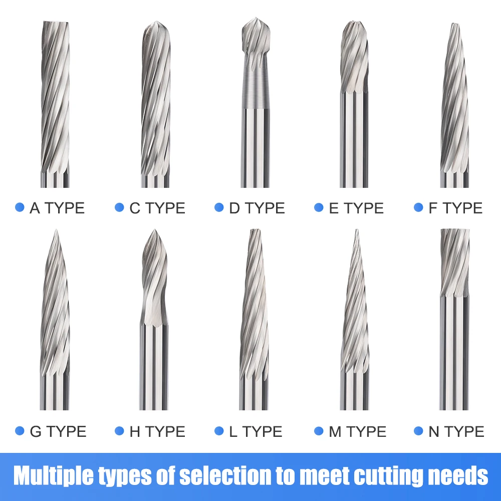 HAMPTON 3 x 3 mm Hartmetall-Rotationsfräser, 10/20 Stück, Rotationsfeile für Single Cut und Double Cut Rotationsfeile, Rotationswerkzeug-Zubehör – Detail 2