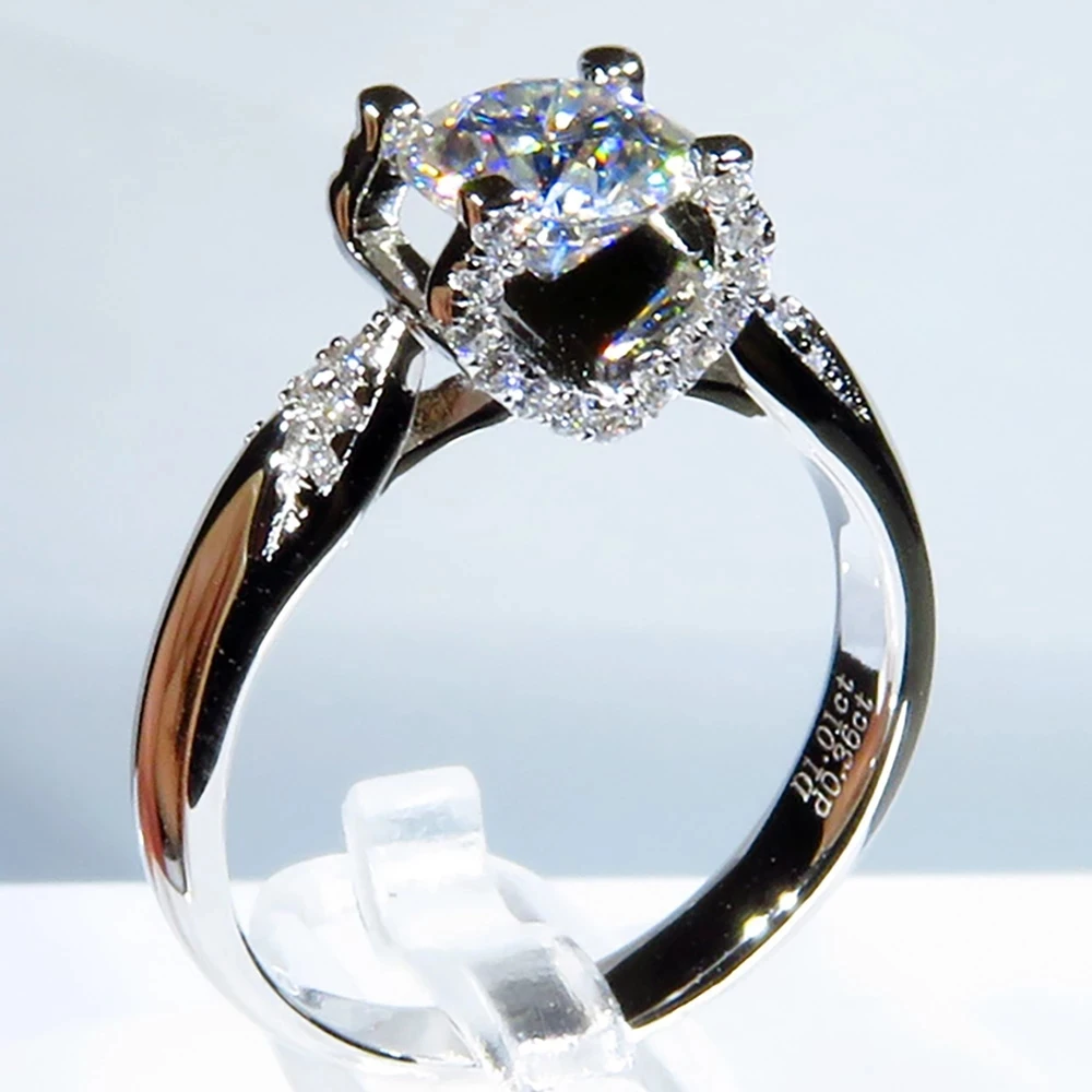 

14K White Gold Women Ring Moissanite Diamonds 1 2 3 4 5 Carat Round Classic Wedding Party Engagement Anniversary Ring Trendy