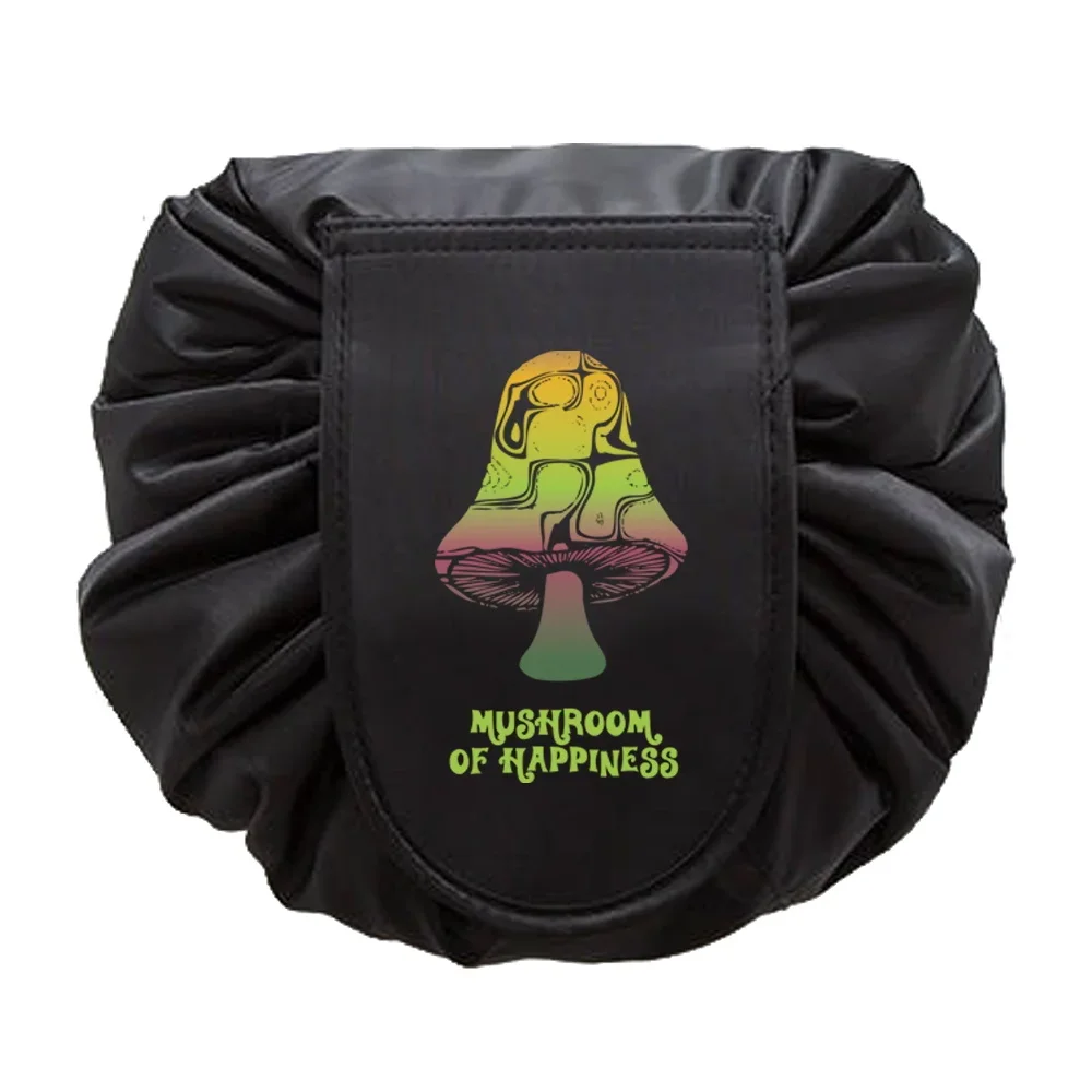 Mushroom Print Waterproof Drawstring Makeup and Toiletry Travel Bag