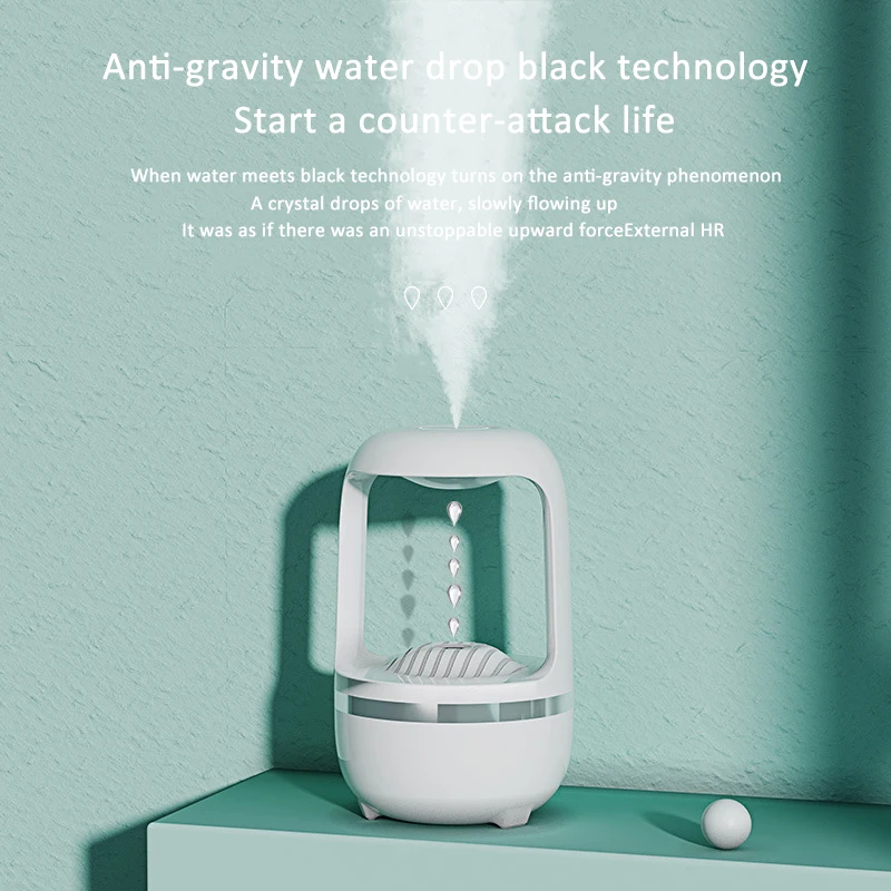 

Anti Gravity Humidifier For Home Use, Silent Small Desktop USB, High Fog Water Droplet Backflow Ambient Light