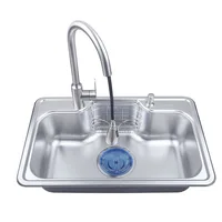 อ่างล้างจานสแตนเลส 304 ผิวลายนูน ขนาดใหญ่ ช่องเดียว แบบรวมอเนกประสงค์ พร้อมอ่างล้างผัก 7548 1